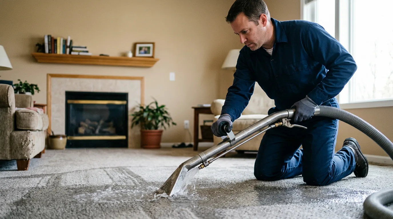 Water damage restoration technician working near Clinton, KY